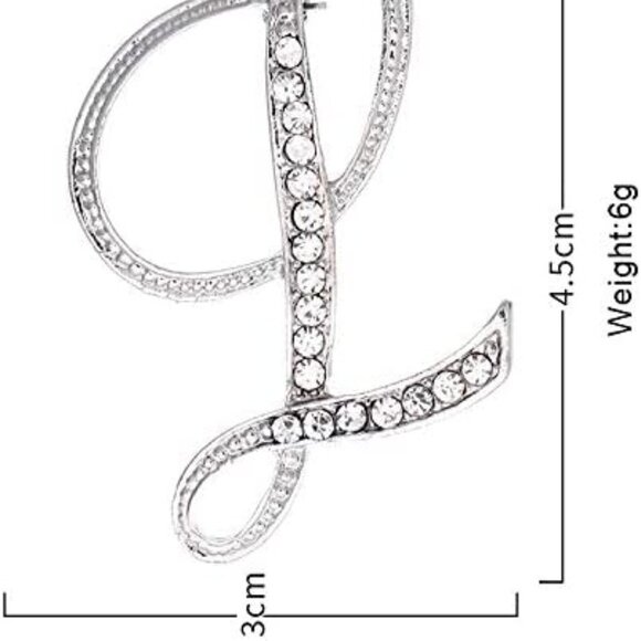 Initial Letter Z Brooch Pin Fashion Silver and Gold with Crystals Pack of Two - Picture 8 of 10